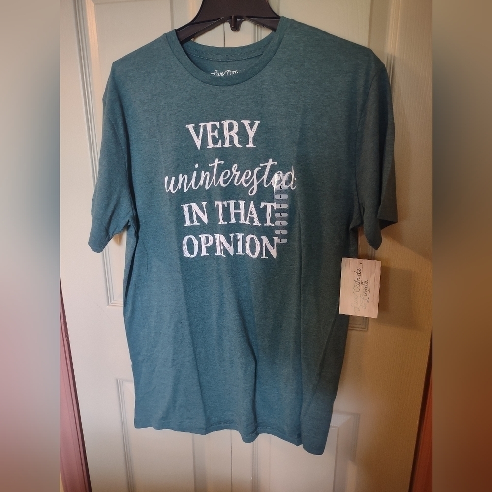 New with tags men's size large graphic t-shirt very interested in that opinion